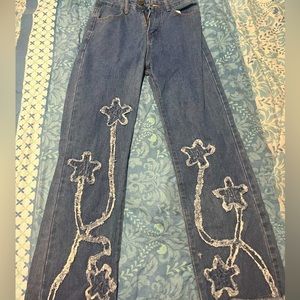 Floral Design Jeans
